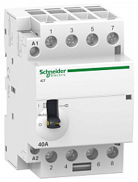 Модульный контактор с ручным управлением ict40a 4н Schneider Electric. Вид 1