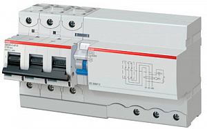 DS803N B125 A300 Дифф. автомат 3-полюсный, 125А, 300mA, тип A, 36kA (хар-ка B) ABB. Вид 1