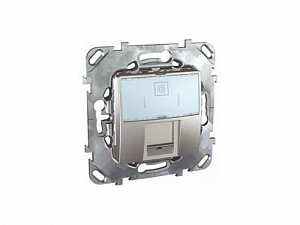 Розетка компьютерная 1хRJ45 кат.5Е с полем для надписи (алюминий) Unica Top Schneider Electric. Вид 1