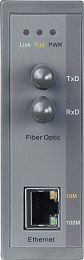 Медиаконвертер Ethernet 10/100BaseTX в 100BaseFX (многомодовое оптоволокно, разъем ST до 2 км) в пластиковом корпусе, -30...+75С ICP DAS. Вид 1