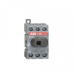 OT16F3 Рубильник 3-х полюсный 16А (с ручкой) на DIN-рейку или монтажную плату ABB. Вид 1