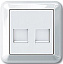 Розетка компьютерная RJ11+RJ45 cat.5e utp (белый) Merten M-Trend Schneider Electric. Вид 1.