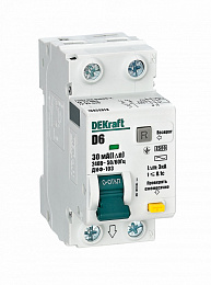 ДИФ-103 Дифф. автомат 1P+N, 6А, 30mA, тип AC, 4,5kA (хар-ка D) DEKraft. Вид 1