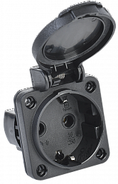 MAGNUM Розетка панельная SCHUKO РП14-3 IP54 черный ИЭК. Вид 1