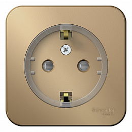 Розетка с заземлением, со шторками, О/У, (компакт) изол.пл 16А, 250В (титан) Blanca Systeme Electric. Вид 1
