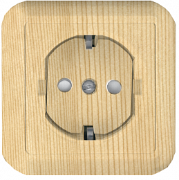 Розетка с заземлением, со шторками, О/У, изол.пл.16А 250В (сосна) Прима Systeme Electric. Вид 1