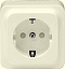 Розетка с заземлением, со шторками, 16А, 250В (бежевый) Quick Schneider Electric. Вид 1.