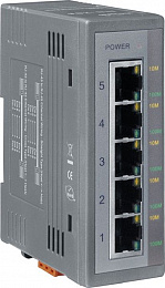 5-портовый неуправляемый коммутатор 10/100 BaseT(X) Ethernet, в пластиковом корпусе, питание +10...+30 VDC, -40...+75С ICP DAS. Вид 1