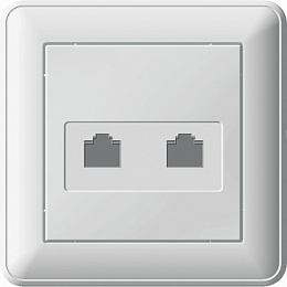Розетка двойная компьютерная RJ45 кат.5e, в сборе (белый) Wessen 59 Schneider Electric. Вид 1