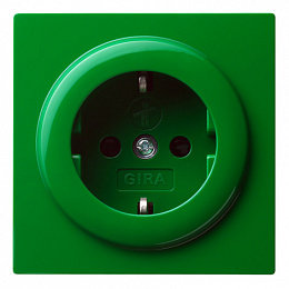 Розетка с заземлением, со шторками (зеленый) S-Color Gira. Вид 1