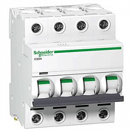 iC60L 4P 25А Автоматический выключатель 4-полюсный, 25А, 15кА (хар-ка С) Schneider Electric. Вид 1