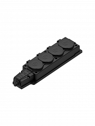 Колодка для 4х розеток 2К+З каучуковая 16А/250В IP44 (черная) MultiSet Systeme Electric. Вид 1