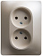 Розетка двойная без заземления, 16А, 250В, в сборе (перламутр) Glossa Systeme Electric. Вид 1.