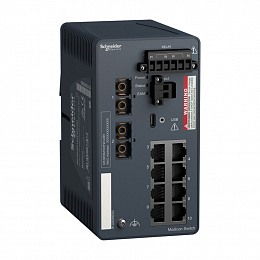 Коммутатор управляемый Modicon, 8TX/2FX-mm, защищенный Schneider Electric. Вид 1