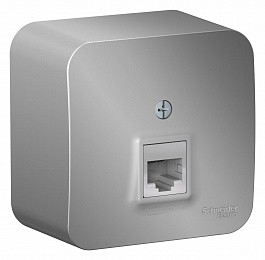 Розетка компьютерная RJ45, кат.5e, изол.пл., О/У (алюминий) Blanca Systeme Electric. Вид 1