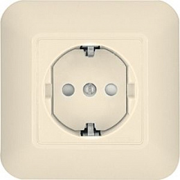 Розетка с заземлением, со шторками, С/У, 16А 250В (слоновая кость) Прима Systeme Electric. Вид 1