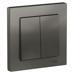 Выключатель 2-клавишный, сх.6, 10АХ, в сборе (сталь) Atlas Design Systeme Electric. Вид 1