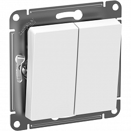 Выключатель 2-клавишный, IP44, сх.5, 10АХ, механизм (белый) AtlasDesign Aqua Systeme Electric. Вид 1