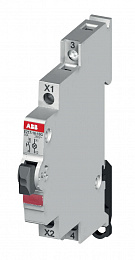 E217-16-10C Кнопка красная с подсветкой 115-250В AC без фиксации на DIN-рейку 16А 1НО ABB. Вид 1
