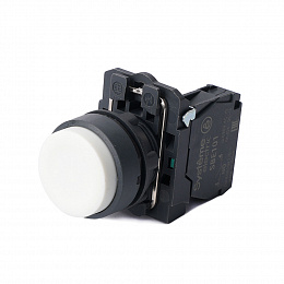 Кнопка в сборе модульная 22мм выступающая белая с возвратом пластик 1НО Systeme Electric. Вид 1