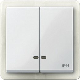 Клавиша двойная с окошком для световой индикации IP44, sm (полярный белый) Merten Schneider Electric. Вид 1