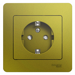 Розетка с заземлением со шторками,16А, 250В, в сборе (фисташковый) Glossa Systeme Electric. Вид 1