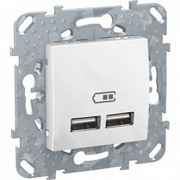 Розетка USB 2.1 а, (белый) Unica Schneider Electric. Вид 1