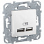 Розетка USB 2.1 а, (белый) Unica Schneider Electric. Вид 1.