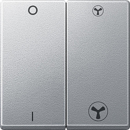 Клавиша двойная для механизма выключателя вентилятора, sm (алюминий) Merten Schneider Electric. Вид 1