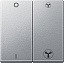 Клавиша двойная для механизма выключателя вентилятора, sm (алюминий) Merten Schneider Electric. Вид 1.