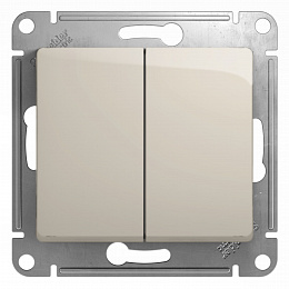 Переключатель 2-клавишный,сх.6,10ax, механизм (молочный) Glossa Systeme Electric. Вид 1