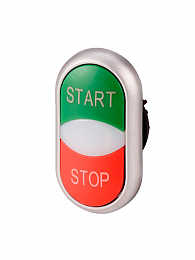 216702 M22-DDL-GR-GB1/GB0 Двойная кнопка с сигнальной лампой с обозначением "start", "stop", зеленый/красный Eaton. Вид 1