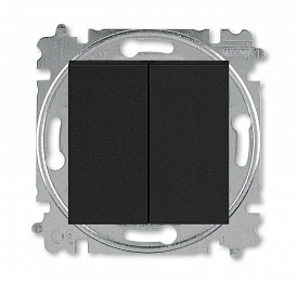 3559H-A87445 63W Выключатель кнопочный 2-клавишный, Levit, антрацит/дымчатый чёрный ABB. Вид 1