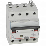 DX3 Дифф. автомат 4-полюсный, 25A, 30mA, тип А, 6kA (хар-ка C) Legrand