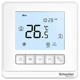 Термостат комнатный цифровой, вкл/выкл для 4-тр.фанкойла бел ~230в Schneider Electric. Вид 1