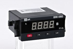 Вольтметр цифр. 96x48мм однофазный, вх 100В, вых DO+RS485, LED-дисплей ВМ-48D DEKraft. Вид 1