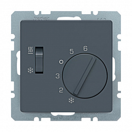 Терморегулятор для управления HVAC с накладкой (антрацитовый, бархатный лак) Q.1/Q.3 Berker. Вид 1