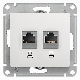 Розетка двойная компьютерная RJ45+RJ45, кат.5e (белый) Glossa Systeme Electric. Вид 1