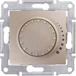 Светорегулятор поворотный, индуктивный, 230В, 60-500вт (титан) Sedna Schneider Electric. Вид 1
