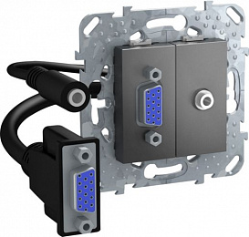 Розетка hd15+minijack (графит) Unica Top Schneider Electric. Вид 1