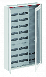 CA38VMW Шкаф 192М навесной с медиапанелями IP30, 1250x800x160 между DIN-рейками 125 мм и самозажимными клеммами N/PE и Wi-Fi дверью с вент. отверстиям. Вид 1