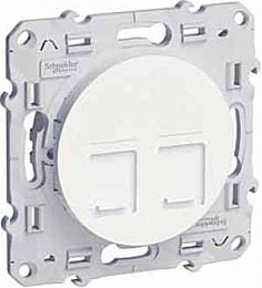 Розетка RJ45 двойная, infraplus, неэкранированный кабель, кат. 5е (белый) Odace Schneider Electric. Вид 1