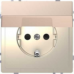 Розетка 16А с з/к и крышкой IP20 (шампань) Merten D-Life Schneider Electric. Вид 1
