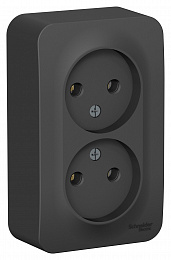 Розетка двойная, О/У без заземления без штор., 16А, 250В (антрацит) Blanca Systeme Electric. Вид 1