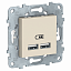 Розетка USB, 2-х местная, 5В/2100ма (бежевый) Unica New Schneider Electric. Вид 1.