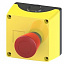 Кнопка аварийного отключения, грибовидная, в корпусе IP65, с контактной группой 1НЗК, d=40мм, уст. диам. 22мм, с фиксацией Siemens. Вид 1.