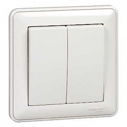 Выключатель 2-клавишный, 10АХ, в сборе (белый) Wessen 59 Systeme Electric. Вид 1