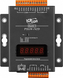 Программируемый сервер устройств с 3 портами RS-232 и 1 портом RS-485, LED-дисплей, металлический корпус ICP DAS. Вид 1