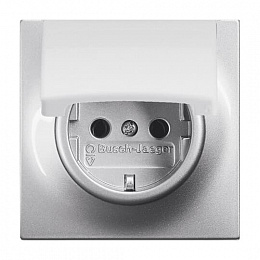 20 EUK-783 Розетка SCHUKO 16А 250В с крышкой, серия impuls, цвет серебристый металлик ABB. Вид 1