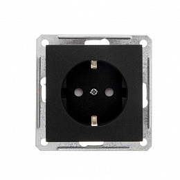 Розетка с заземлением со шторками, 16А, механизм (черный бархат) Wessen 59 Systeme Electric. Вид 1